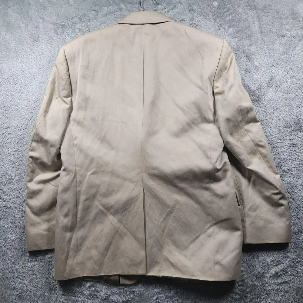 Banana Republic Blazer Mens 40S Beige Cotton Linen Sport Coat Jacket Made Turkey